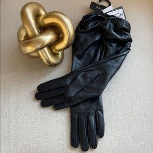 NWT Club Rochelier Long Soft Black Leather Gloves